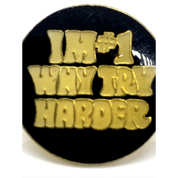 im #1 why try harder enameled hat pin lapel pin 80's 90's Street Wear Funny - Picture 2 of 5